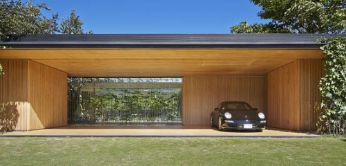 vrijstaande houten carport met plat dak