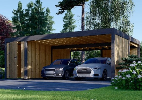 Houten carport met overkapping van All Wood Design