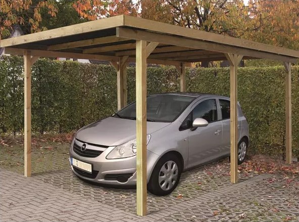 Eco houten carport met plat dak