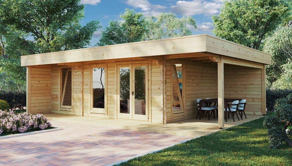 houten bungalow poolhouse xxl 24m2
