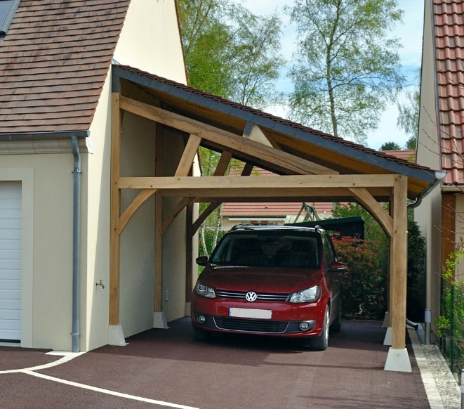 houten carport aanbouw met lessenaarsdak