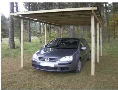 houten carport met glasvezel dak