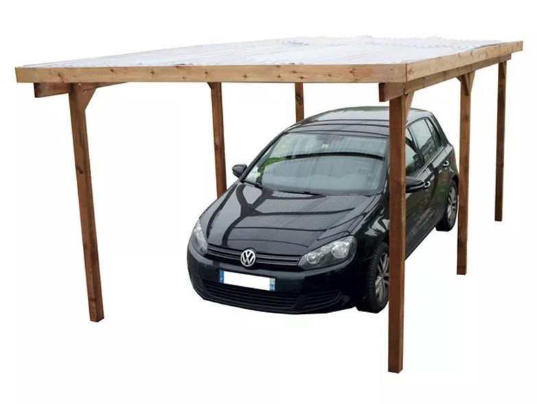 houten carport met plat dak van pvc