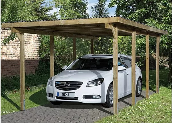 vrijstaande houte carport met pvc dak